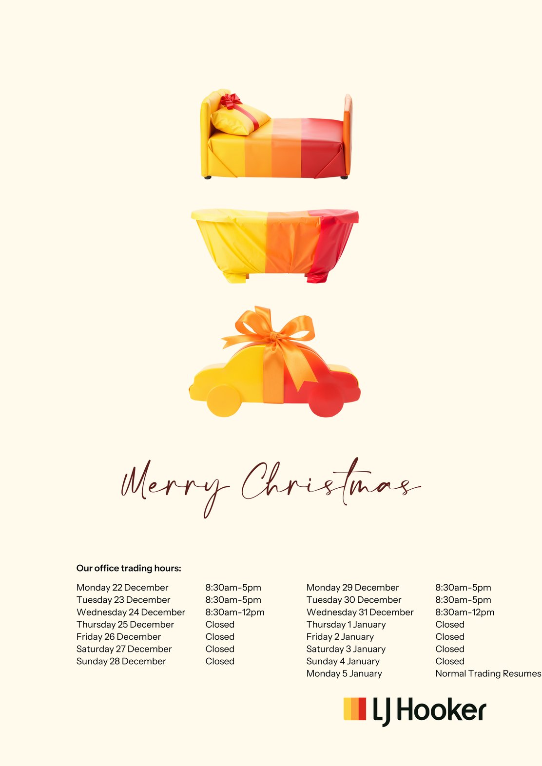 Copy of A4 Window Card Portrait Trading Hours Christmas 25 XMAS (1)